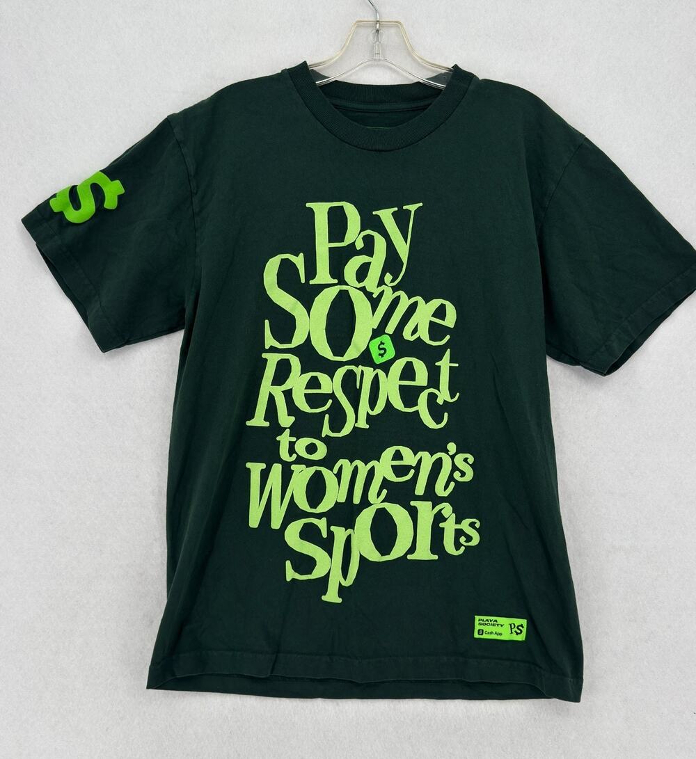 Playa Society x Cash App PSRTWS Heritage Dark Green Graphic T Shirt Sz M